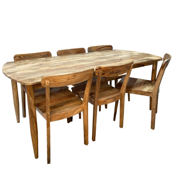 Scandi Mango 190cm Dining Table and 6 scandi mango chairs