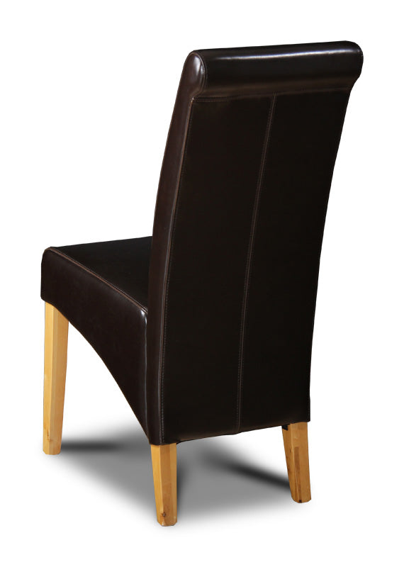Brown Leather Rollback Dining Chair
