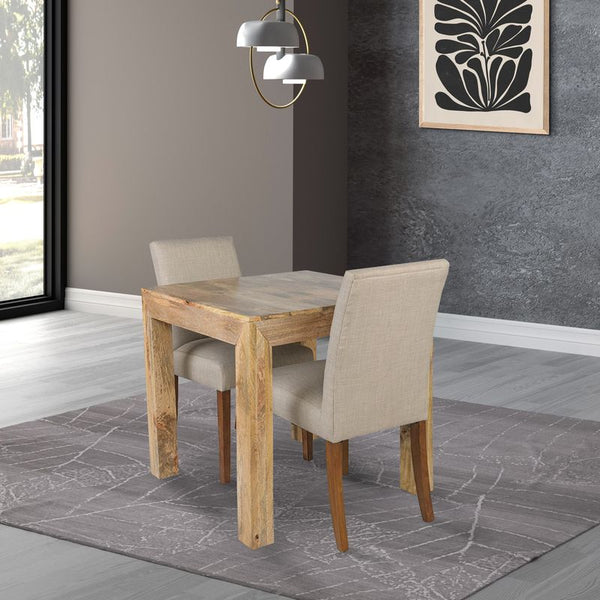 Light Dakota 80cm Dining Table & 2 Milan Fabric Chairs