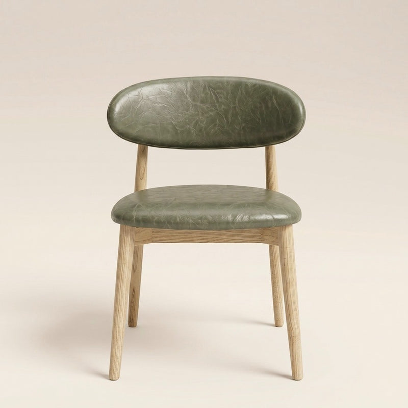 Scandi Green Faux Leather Oak Dining Chair