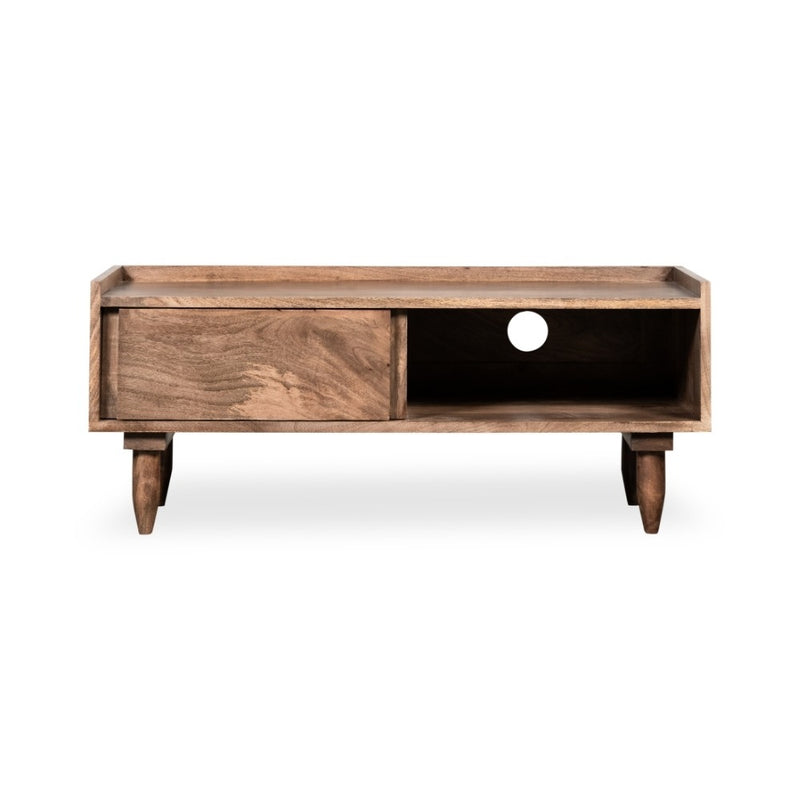Oak Stain Scandi Mango 90cm Sliding TV Unit - In Stock