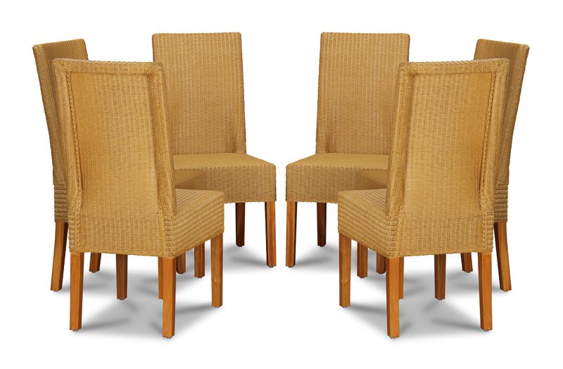 Lloyd Loom Natural Dynamo Dining Chairs x6