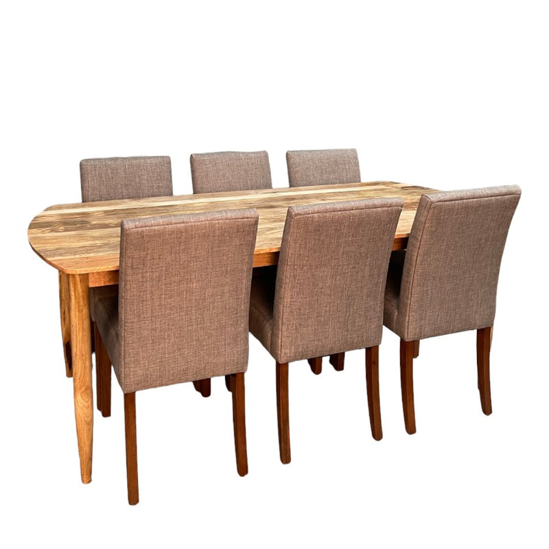 Scandi Mango 190cm Dining Table & 6 Milan Fabric Dining Chairs