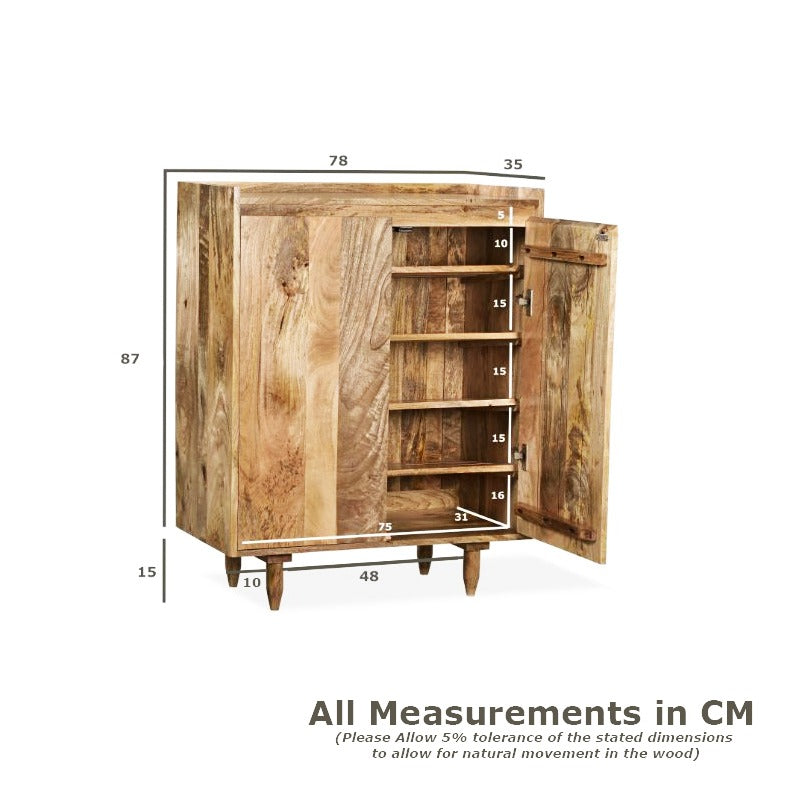 Scandi Mango 78cm Shoe Cupboard - In Stock