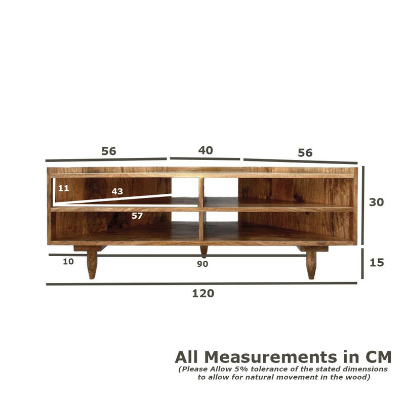 Scandi Mango 120cm Corner Media Unit - In Stock