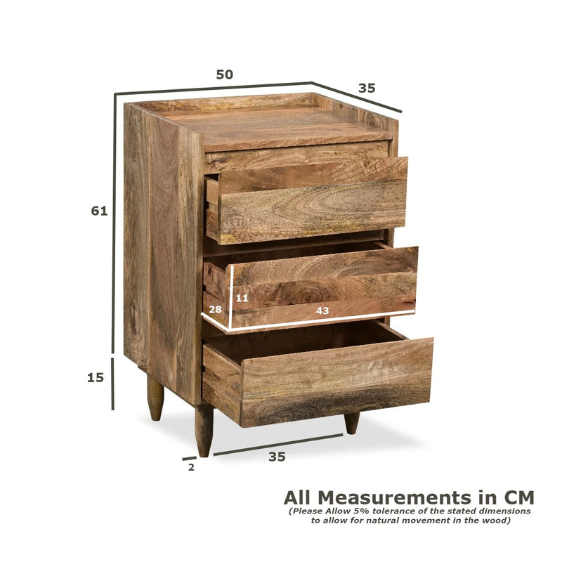 Scandi Mango 50cm Chest of Drawers - In Stock