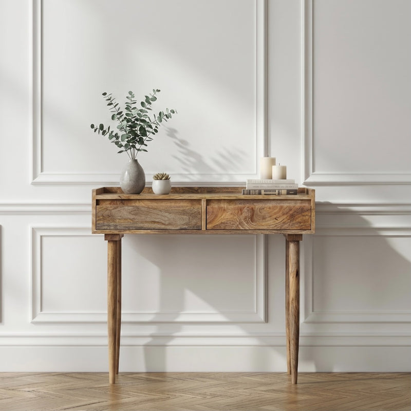 Scandi Mango 90cm 2 Drawer Console Table - In Stock