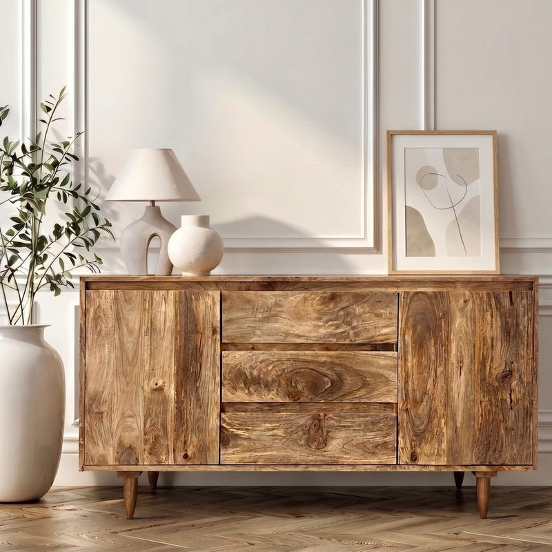 SOLID MANGO WOOD SCANDI SIDEBOARD