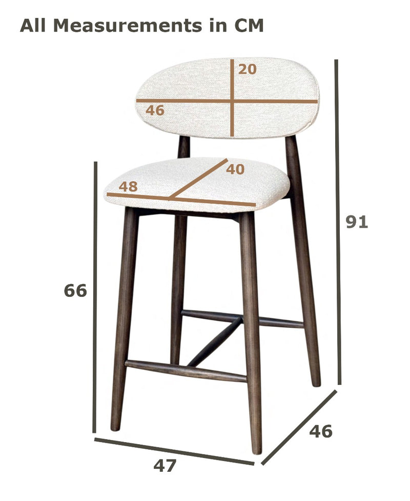 Scandi Cream Boucle Oak Bar Stool - Dark Leg - Due 26th September