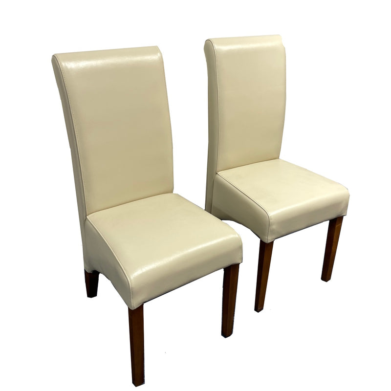 Set of 2 Cream Leather Rollback Chairs