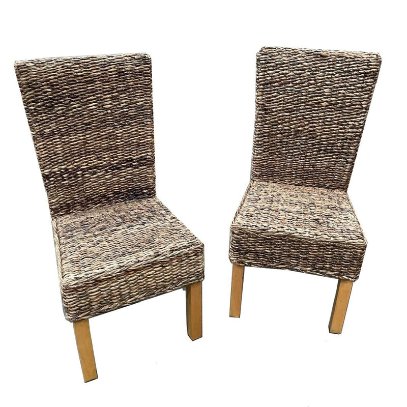 Set of 2 Light Rattan Rollback Chairs