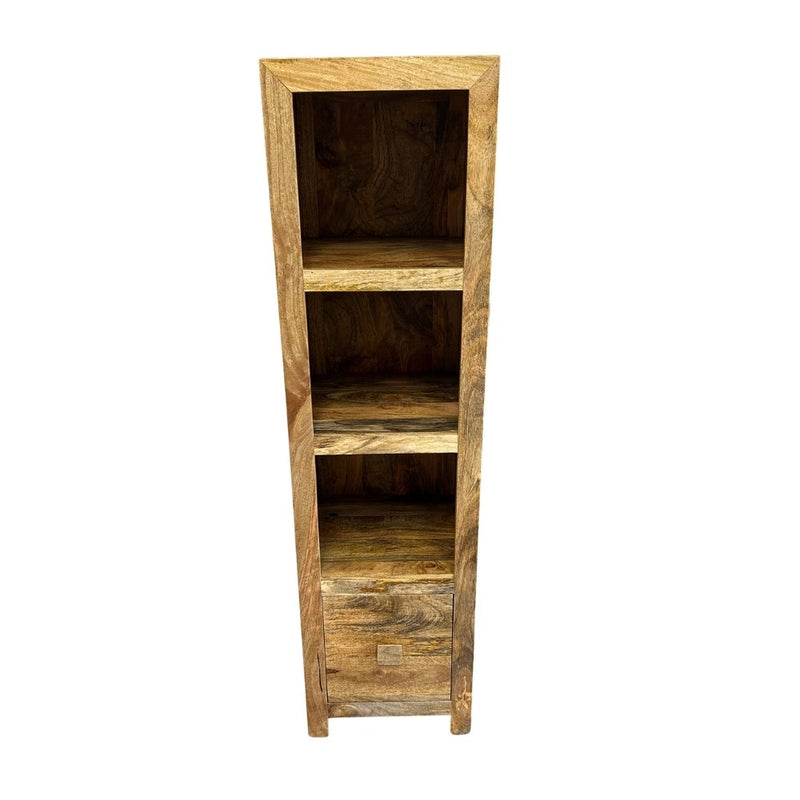 Ex Display Light Dakota Mango Wood Slim Drawer 40cm Bookcase - One Available