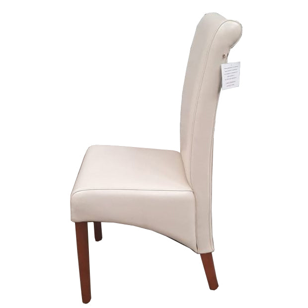 Cream Leather Rollback Dining Chair (T39)
