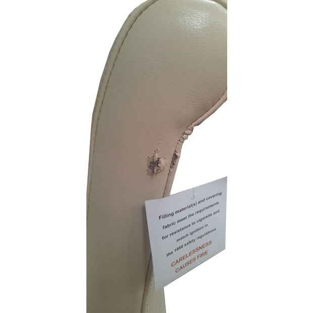 Cream Leather Rollback Dining Chair (T39)