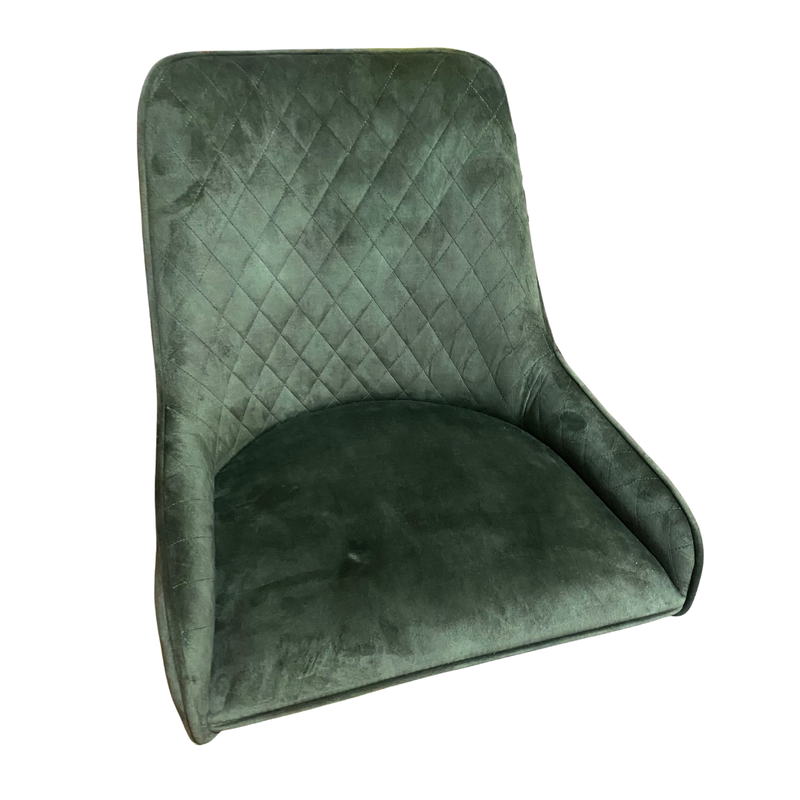 Ex Display Green Henley Velvet Leather Chair (T501)  - One Available