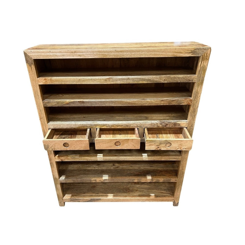 Ex Display Light Mango Wood Shoe Cabinet - One Available