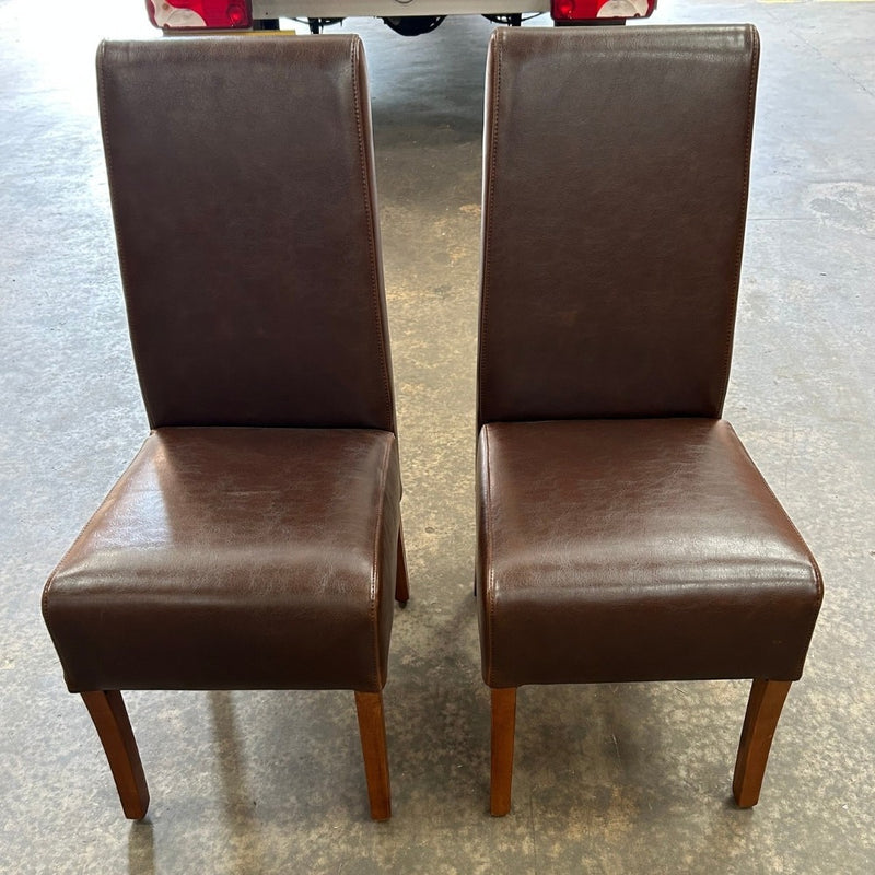 Ex Dispaly Antique Brown Leather Madrid Dining Chairs (Dark Leg) - Set of Two