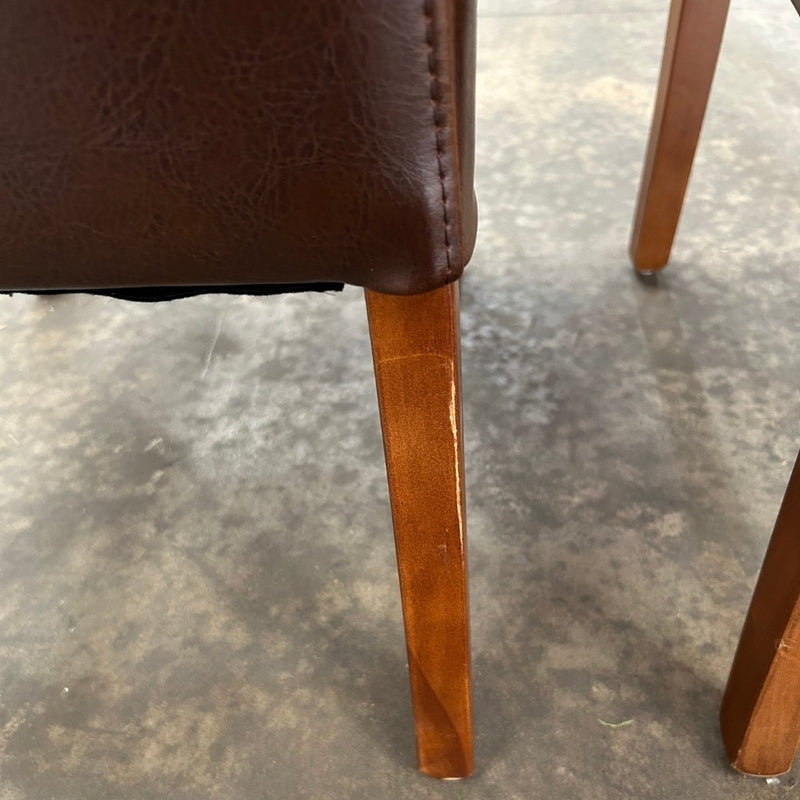Ex Dispaly Antique Brown Leather Madrid Dining Chairs (Dark Leg) - Set of Two