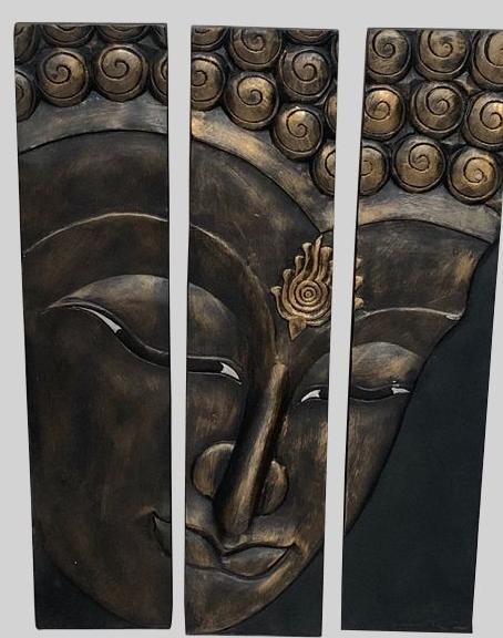 Carved Wooden Buddha Plaque