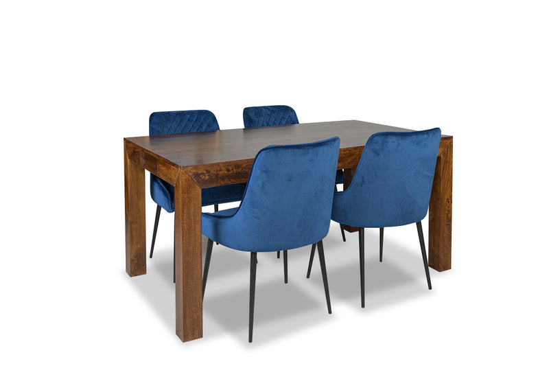 160cm Dakota Dining Table and 4 Henley Velvet Chairs
