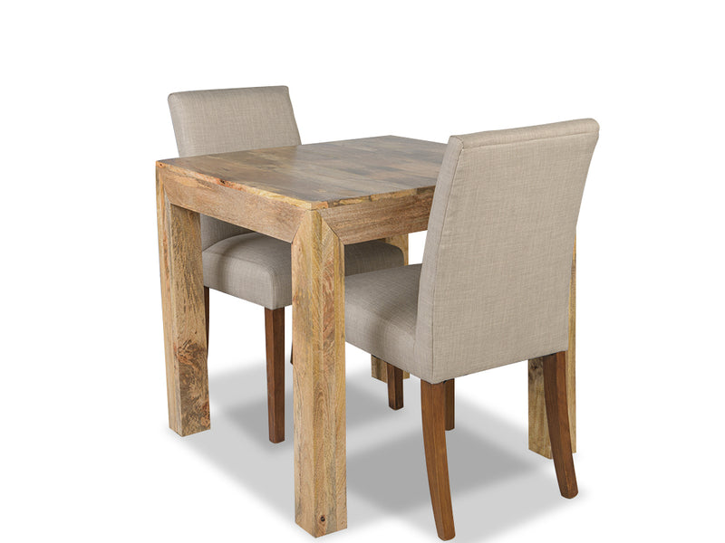 Light Dakota 80cm Dining Table & 2 Milan Fabric Chair