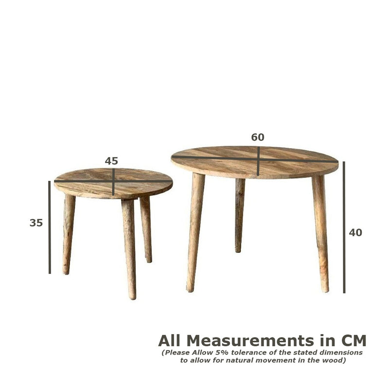 Light Vintage Mango Nest of Tables - In Stock
