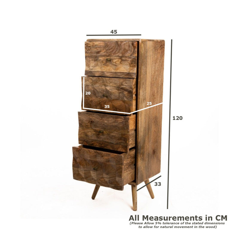 Geo Mango 45cm Tall Chest - In Stock