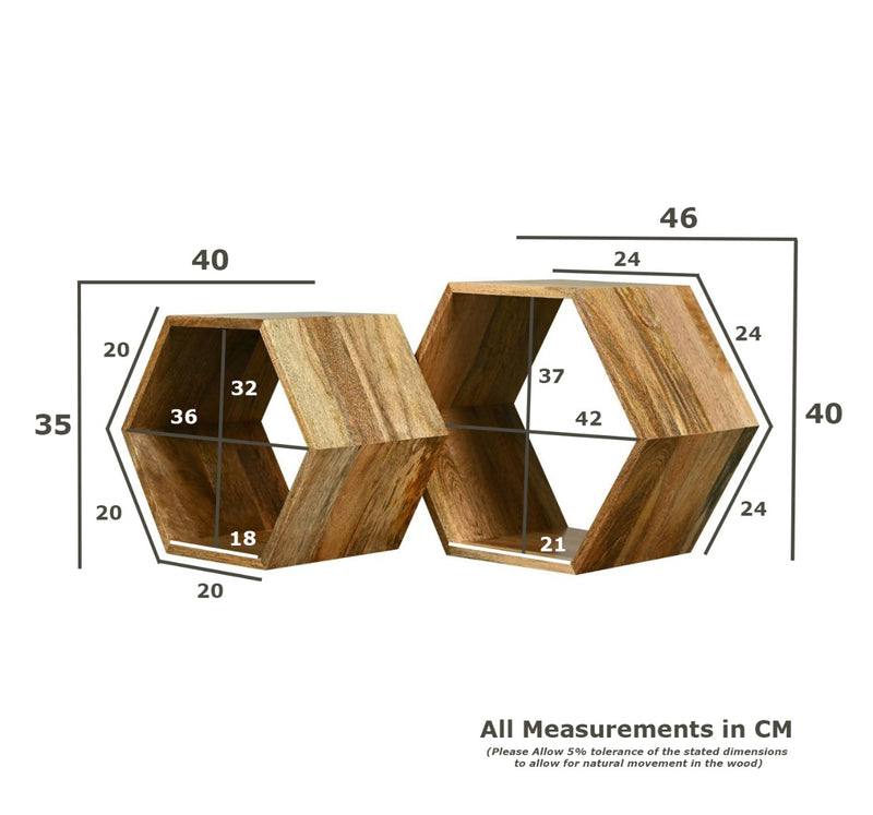 Geo Light Mango Hexagon Nest of Tables -  In Stock