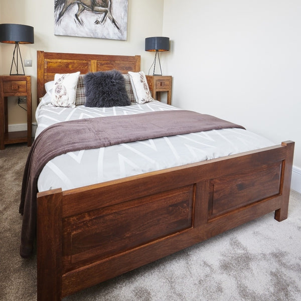 Dakota Mango Wood Bed Frame (3 Sizes) - In Stock