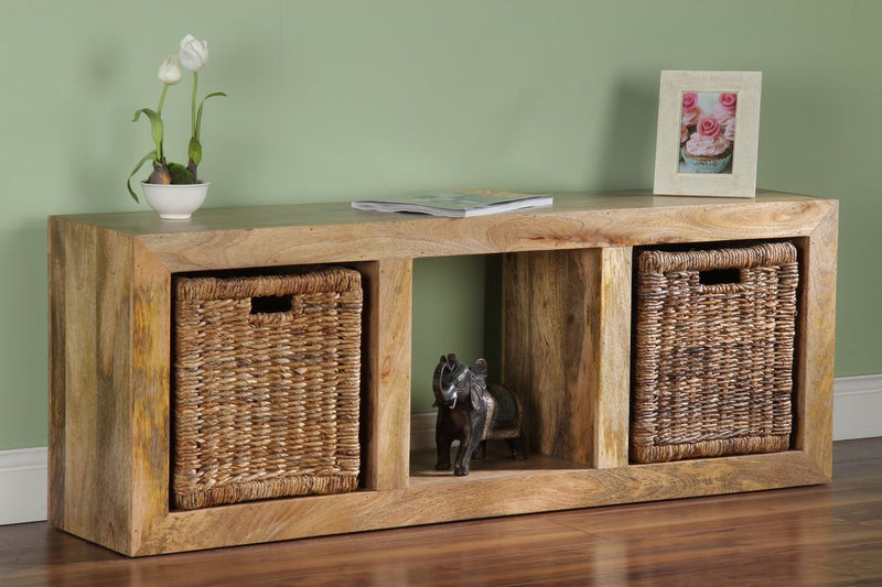 Light Dakota Mango Wood 50cm Triple Storage Cube - In Stock